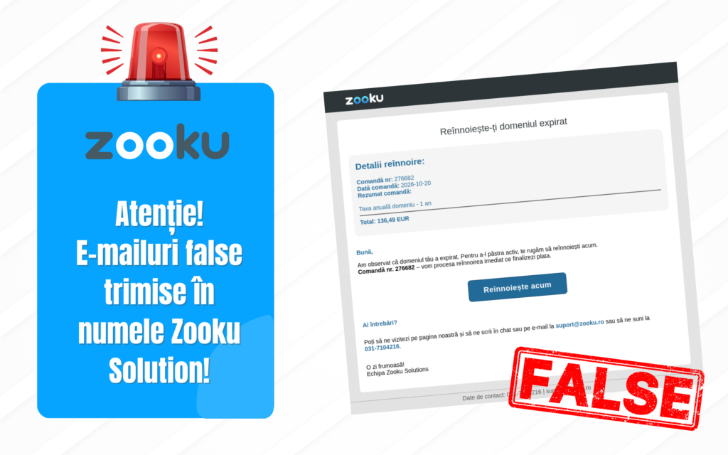 Atenție la emailurile false care imită Zooku